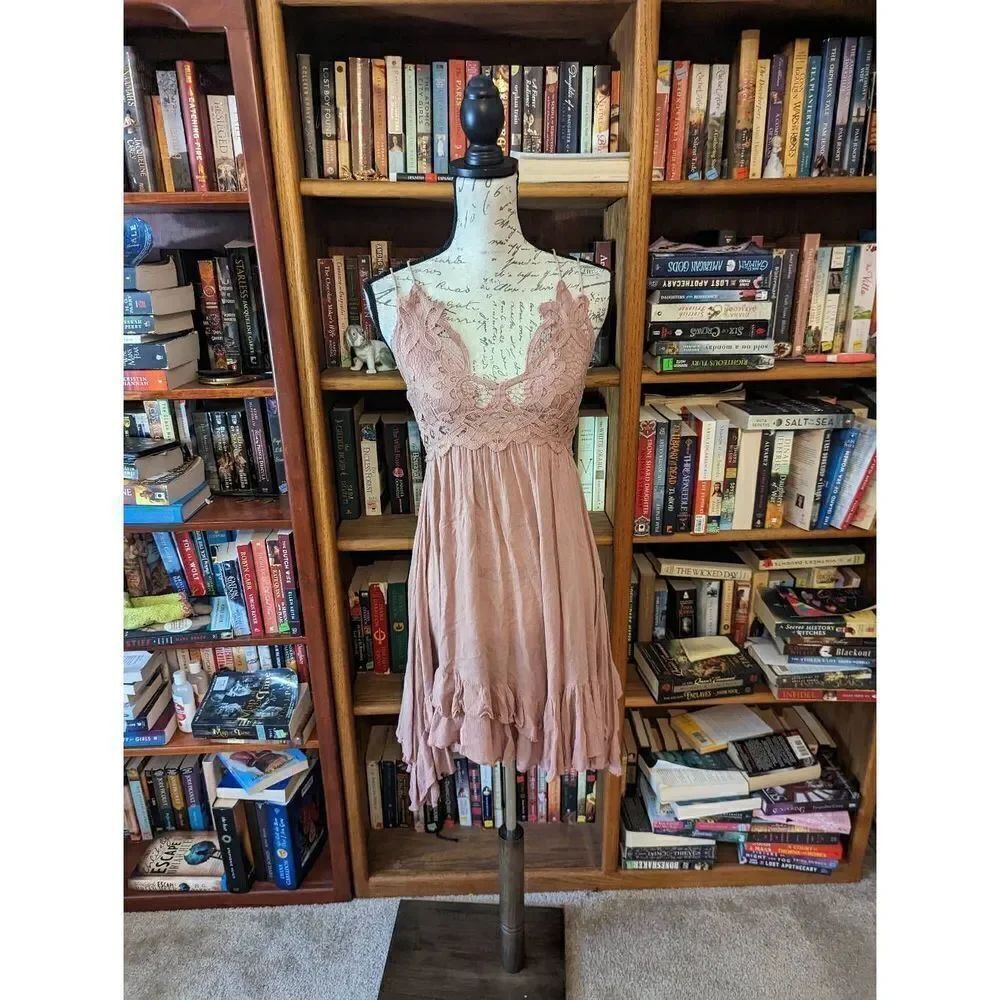 free people Adela pink mini slip dress sz xs